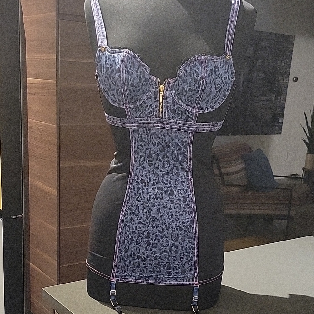 Leopard Print Bustier with Garter Straps